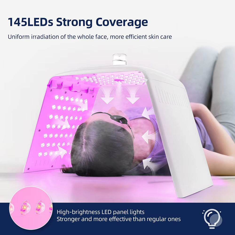 Foldable 7 Colors LED Photon Machine with 3 Levels Nano Spray Skin Moisturizing Face&Body Mask Beauty Salon Home Use Skin Care