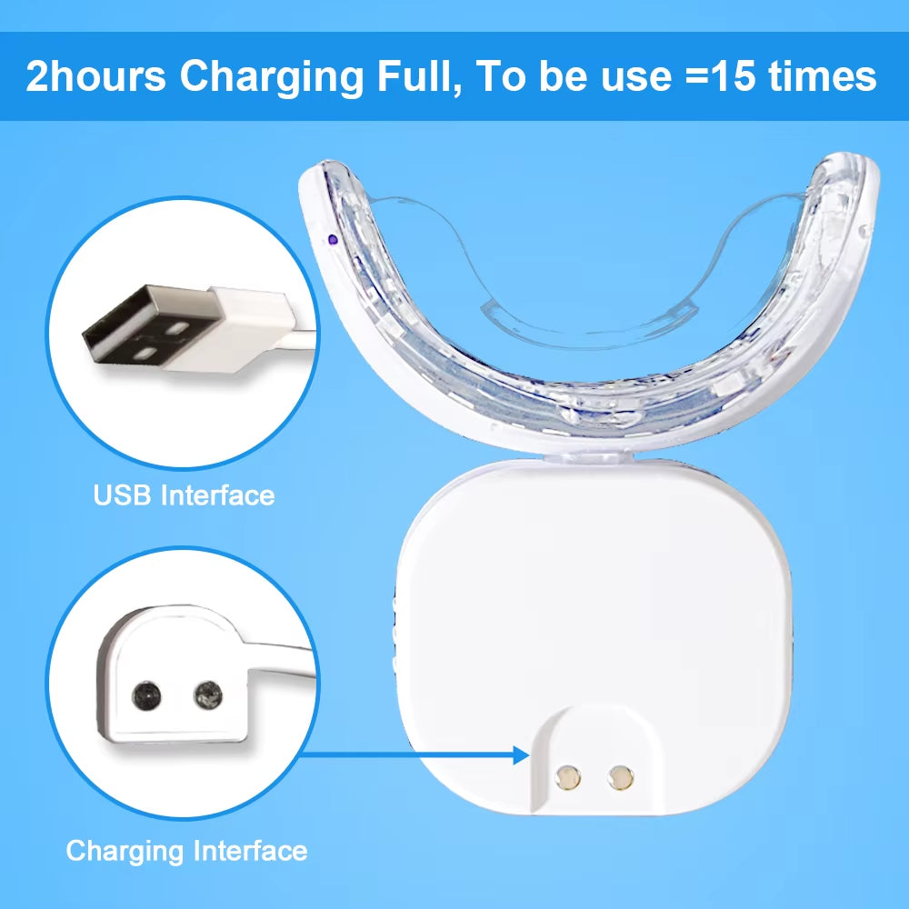 Whiten Tooth Home Use Mini Blue and Red 32 LED Lights Rechargeable Tooth Whitening LED Wireless Teeth Whitening Lamp