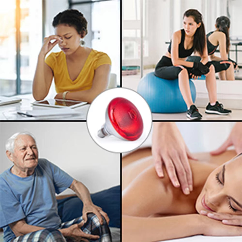 150W Mutifunctionnal near Infrared Red Heat Lamp Bulb Fit Standard E26/E27 Socket Relieve Pain Optimal Therapy for Body