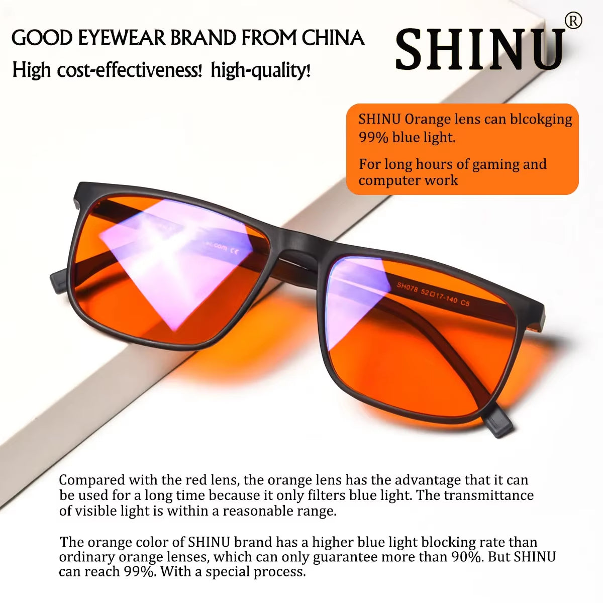 Brand Good Sleep Blue Light Blocking Glasses Men Red Lenses anti Green Light Eliminate Eye Strain Glasses Bluelight