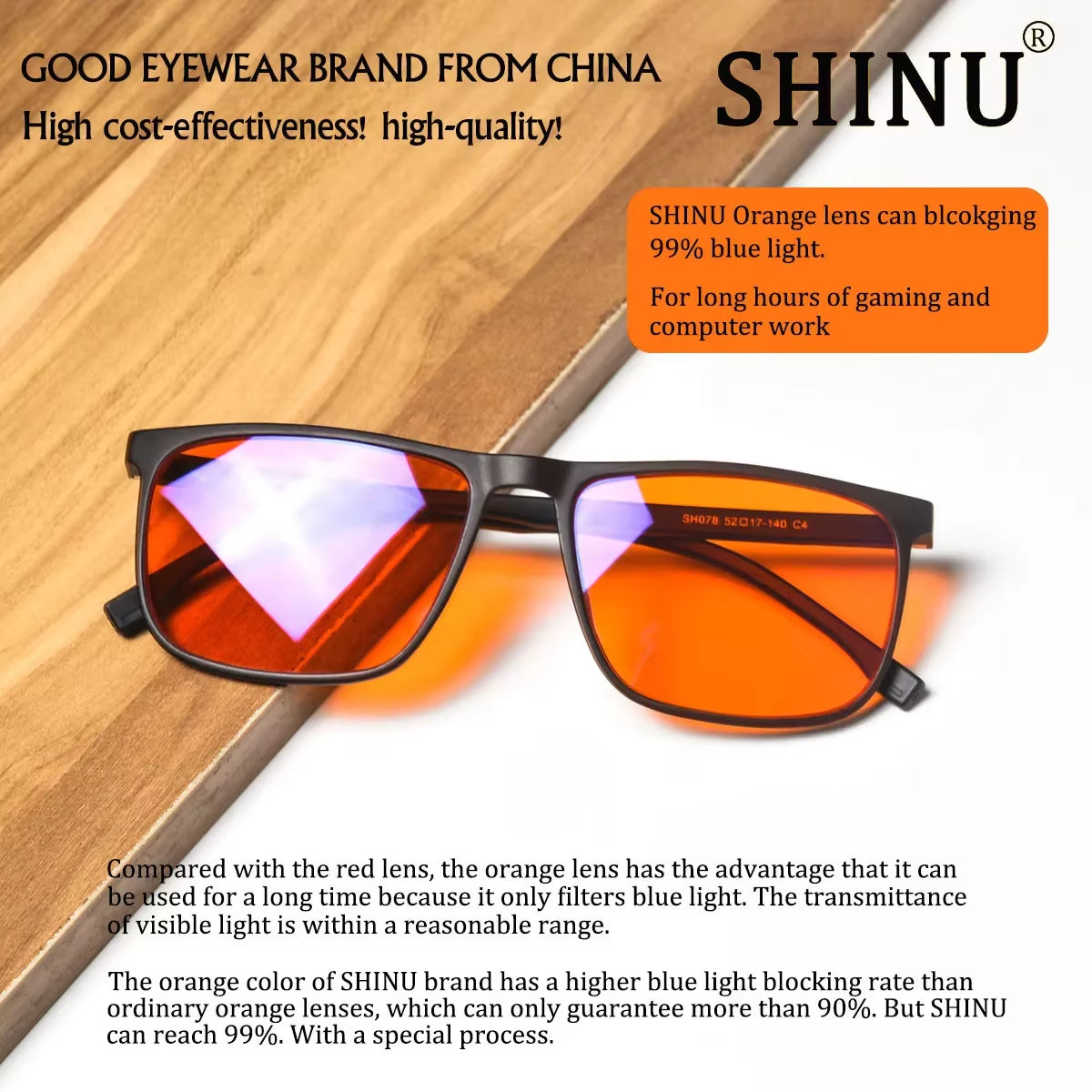 Brand Good Sleep Blue Light Blocking Glasses Men Red Lenses anti Green Light Eliminate Eye Strain Glasses Bluelight