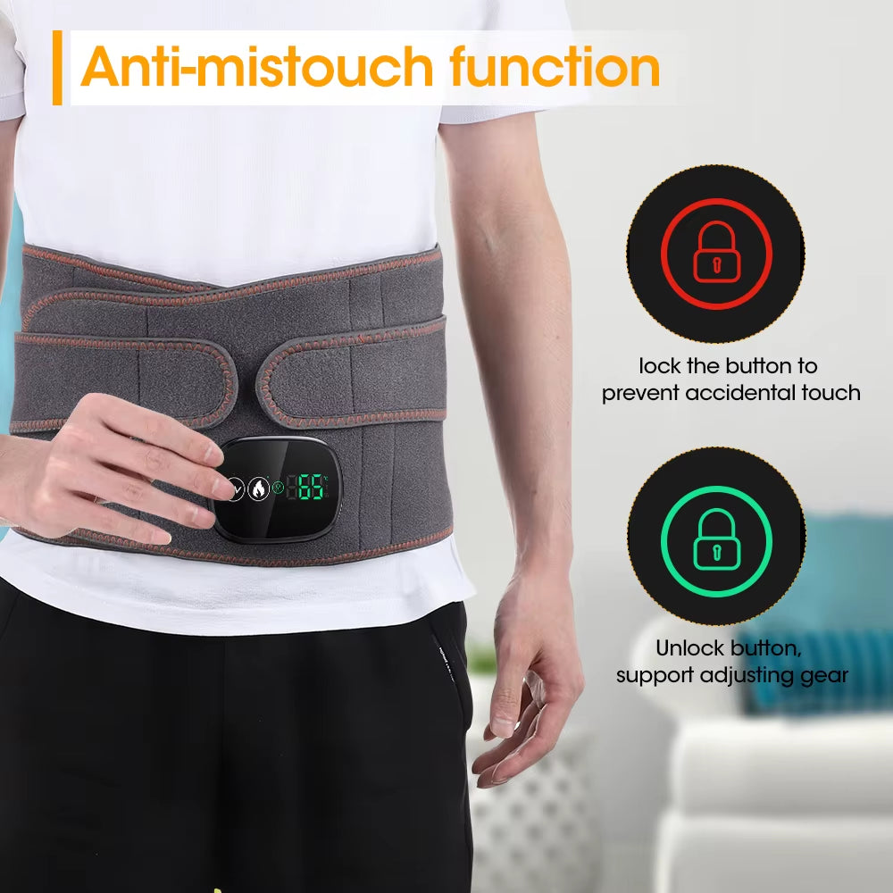 Electric Waist Massager Infrared Heating Therapy Lumbar Pad Vibration Massage Belt Back Support Relief Fatigue Blood Circulation