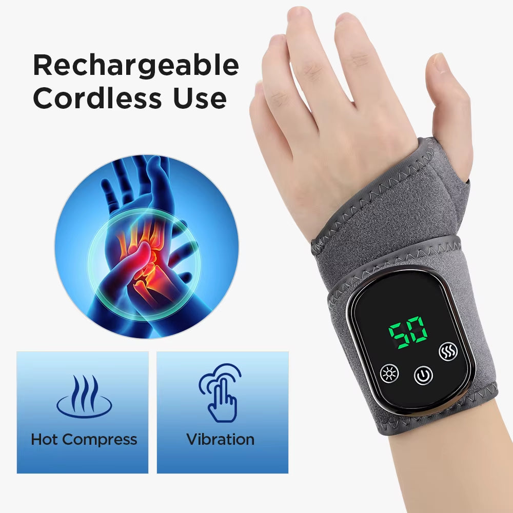 Electric Wrist Heating Pad Wrap for Hand Wrist Support Brace Electric Vibration Massage Warmer Hot Compression Arthritis