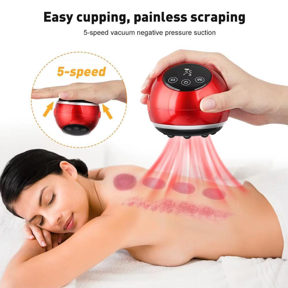 Electric Scraping Massage Cupping Back Massager Heating Fat Burner Anticellulite Body Shaping Massager Scraping Apparatus