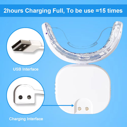 Whiten Tooth Home Use Mini Blue and Red 32 LED Lights Rechargeable Tooth Whitening LED Wireless Teeth Whitening Lamp
