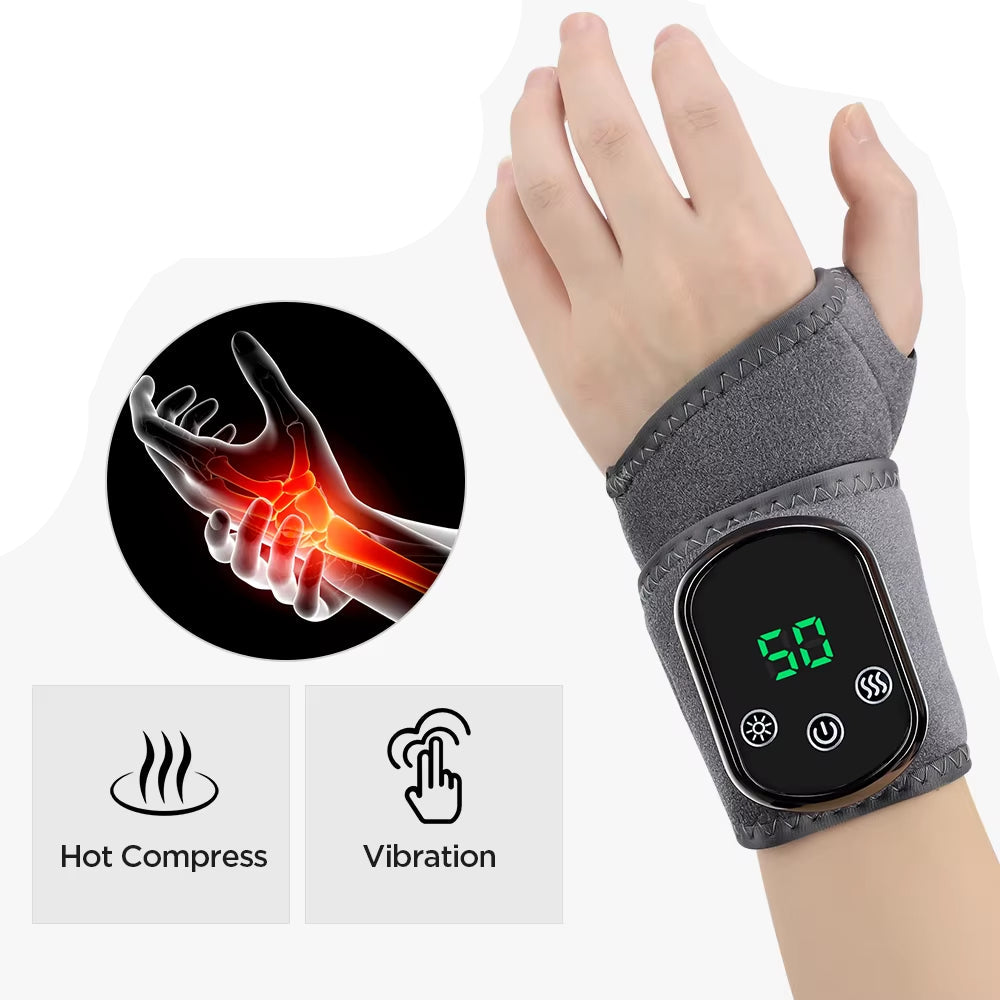 Electric Wrist Heating Pad Wrap for Hand Wrist Support Brace Electric Vibration Massage Warmer Hot Compression Arthritis