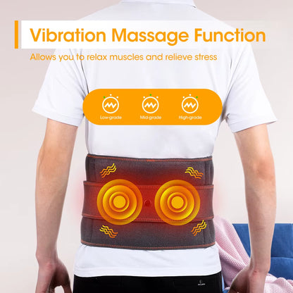Electric Waist Massager Infrared Heating Therapy Lumbar Pad Vibration Massage Belt Back Support Relief Fatigue Blood Circulation