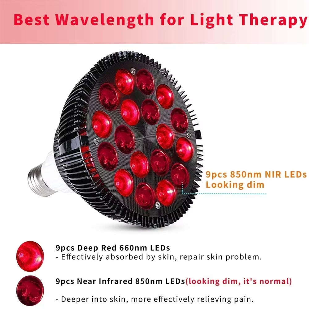 Hot Selling 54W Therapy Lamp PAR38 Black Infrared Therapy Lamp LED Beauty Lamp LED Therapy Spa anti Aging Device