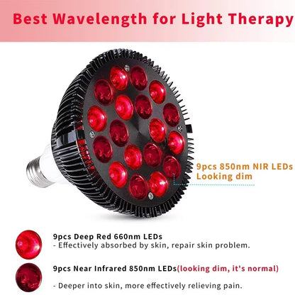 Hot Selling 54W Therapy Lamp PAR38 Black Infrared Therapy Lamp LED Beauty Lamp LED Therapy Spa anti Aging Device