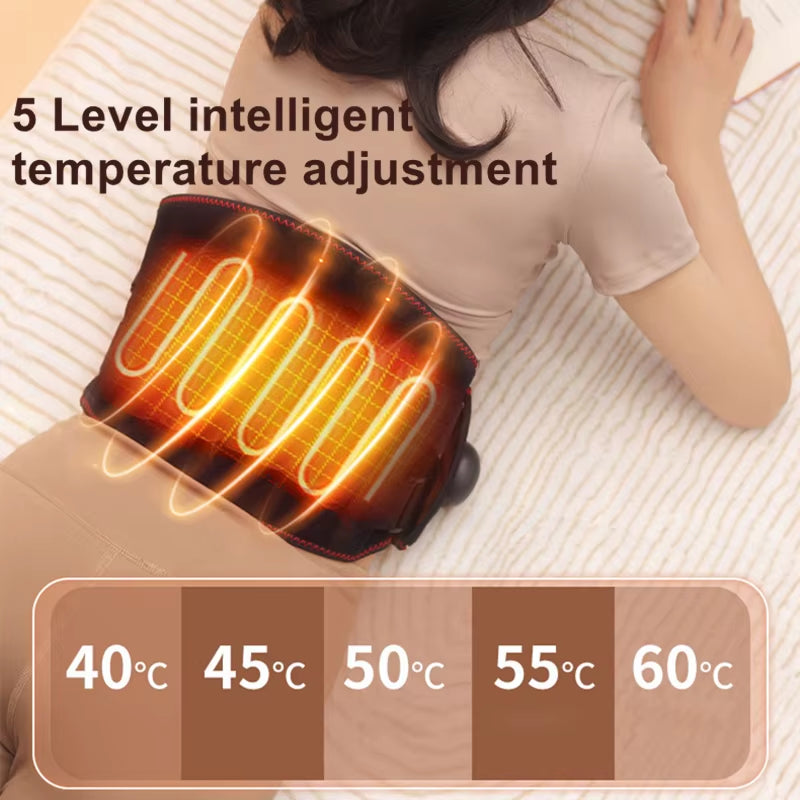 Wireless Lumbar Massager with Heat Vibration Massage Belt Heating Pad Back Belt Abdomen Warmer Lumbar Traction Support