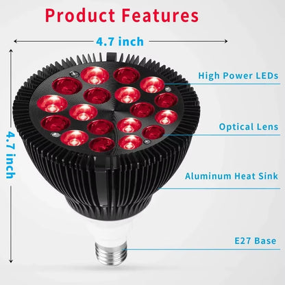 Hot Selling 54W Therapy Lamp PAR38 Black Infrared Therapy Lamp LED Beauty Lamp LED Therapy Spa anti Aging Device