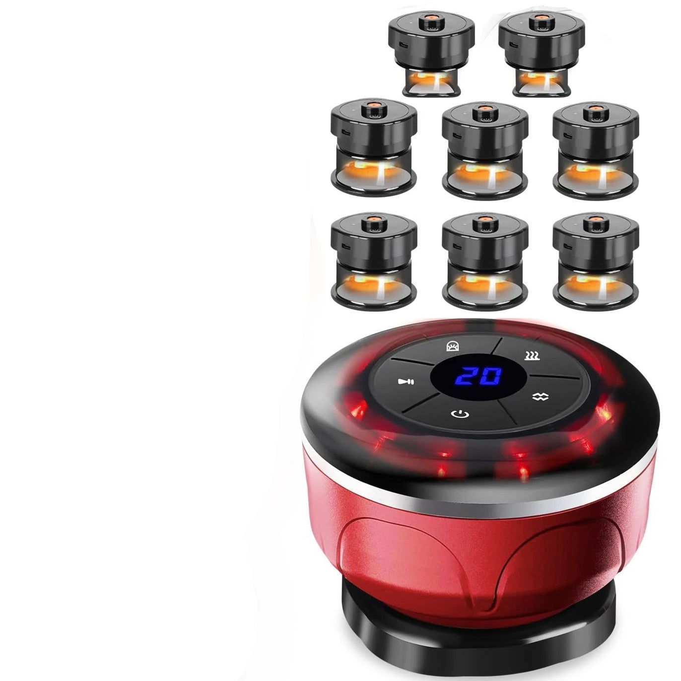 8Cups Smart Cupping Therapy Massager Set,4In1 Electric Cupping Massager Device Fat Burner Vacuum Suction Cups Ems anti Cellulite