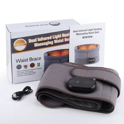 Electric Waist Massager Infrared Heating Therapy Lumbar Pad Vibration Massage Belt Back Support Relief Fatigue Blood Circulation