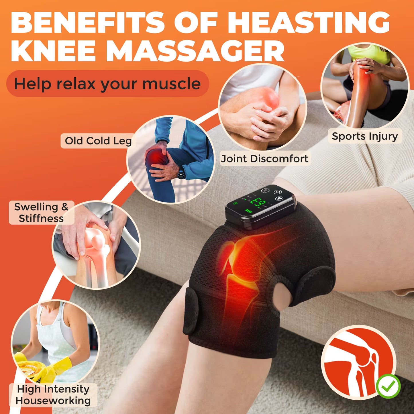 Multifunction Leg Knee Massager Joint Heating Vibration Massage Elbow Shoulder Support Thermal Knee Pad Blood Circulation