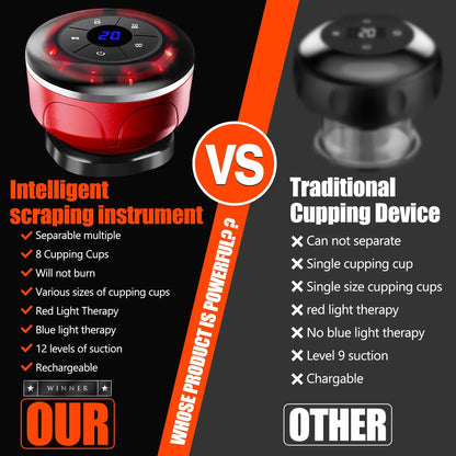 8Cups Smart Cupping Therapy Massager Set,4In1 Electric Cupping Massager Device Fat Burner Vacuum Suction Cups Ems anti Cellulite