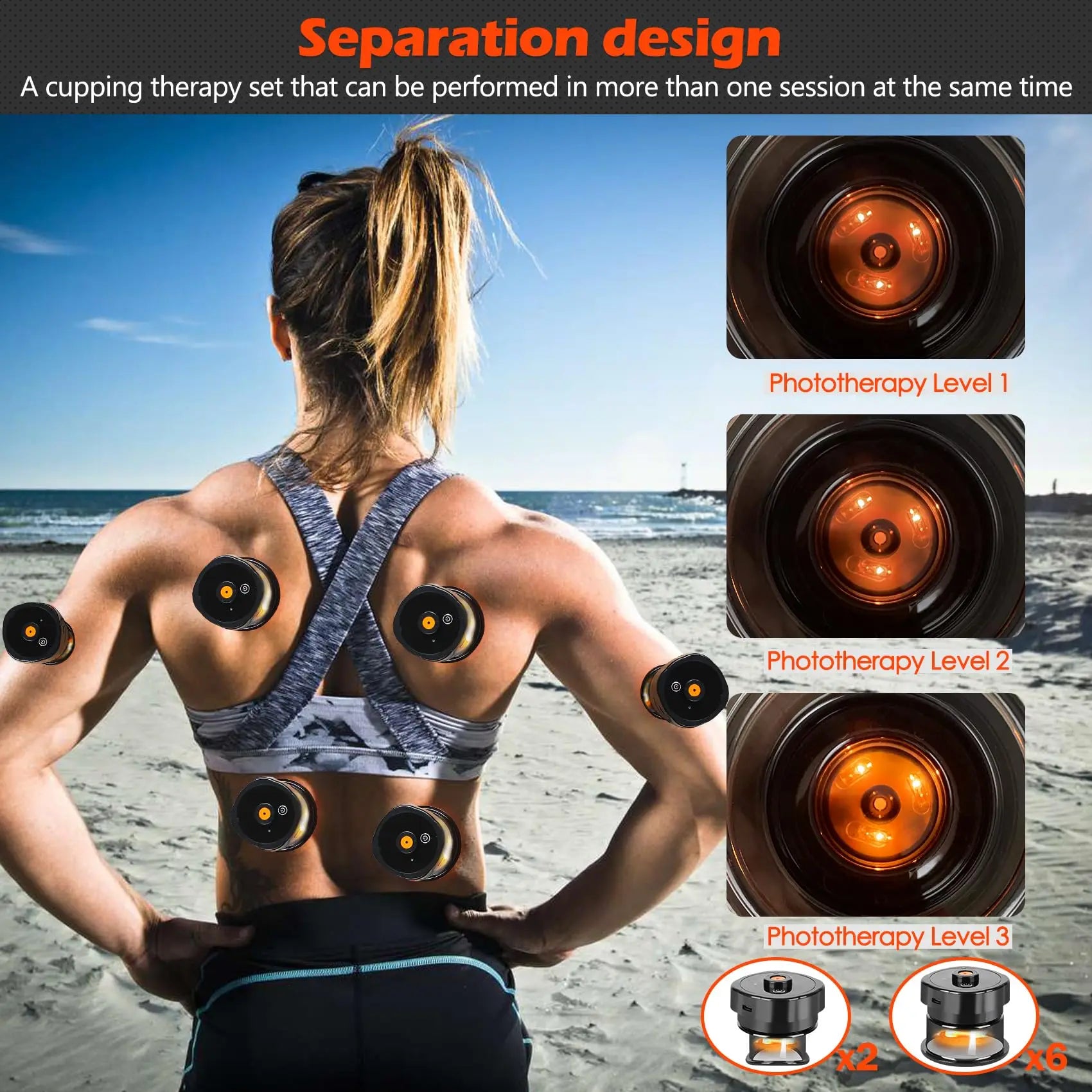 8Cups Smart Cupping Therapy Massager Set,4In1 Electric Cupping Massager Device Fat Burner Vacuum Suction Cups Ems anti Cellulite