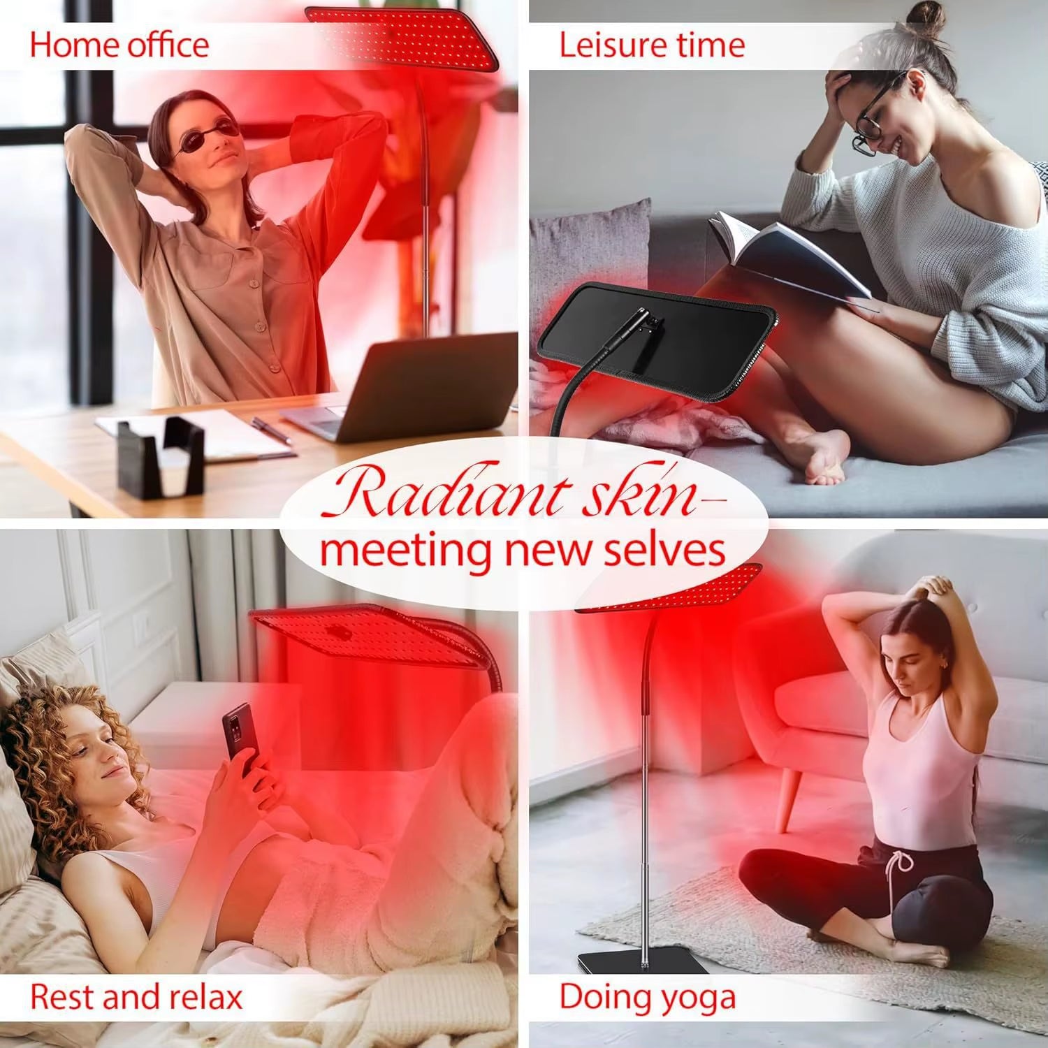 LED Red Light Therapy Panel with Stand 660Nm 850Nm near Infrared Therapy Lamp Devices for Body Pain Relief and Skin Care