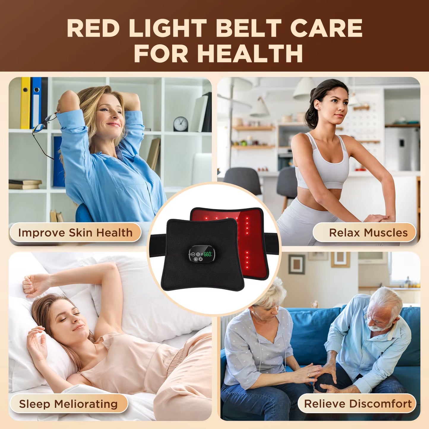 Multifunctional Red Light Massage Pad 660Nm 850Nm Near-Infraed Light Vibration Full Body Massager Relieve Soreness Fatigue