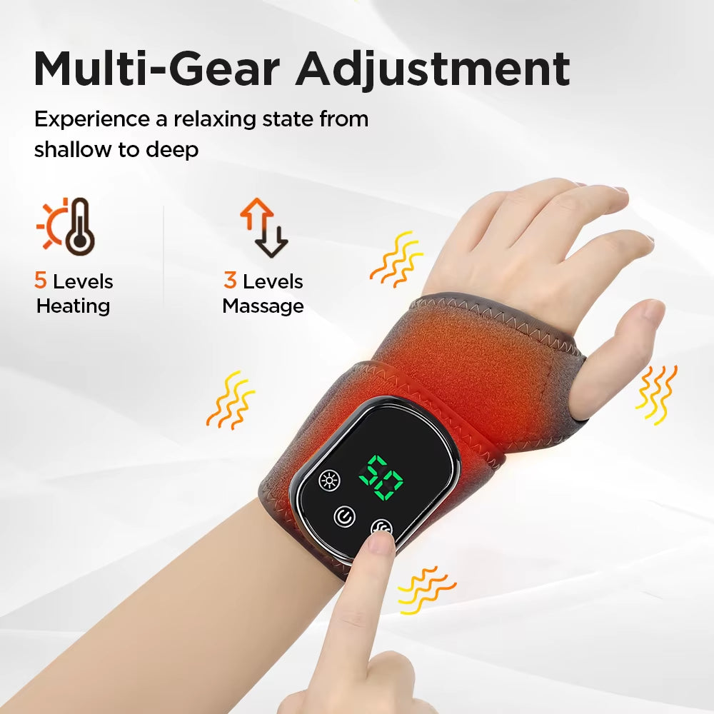 Electric Wrist Heating Pad Wrap for Hand Wrist Support Brace Electric Vibration Massage Warmer Hot Compression Arthritis
