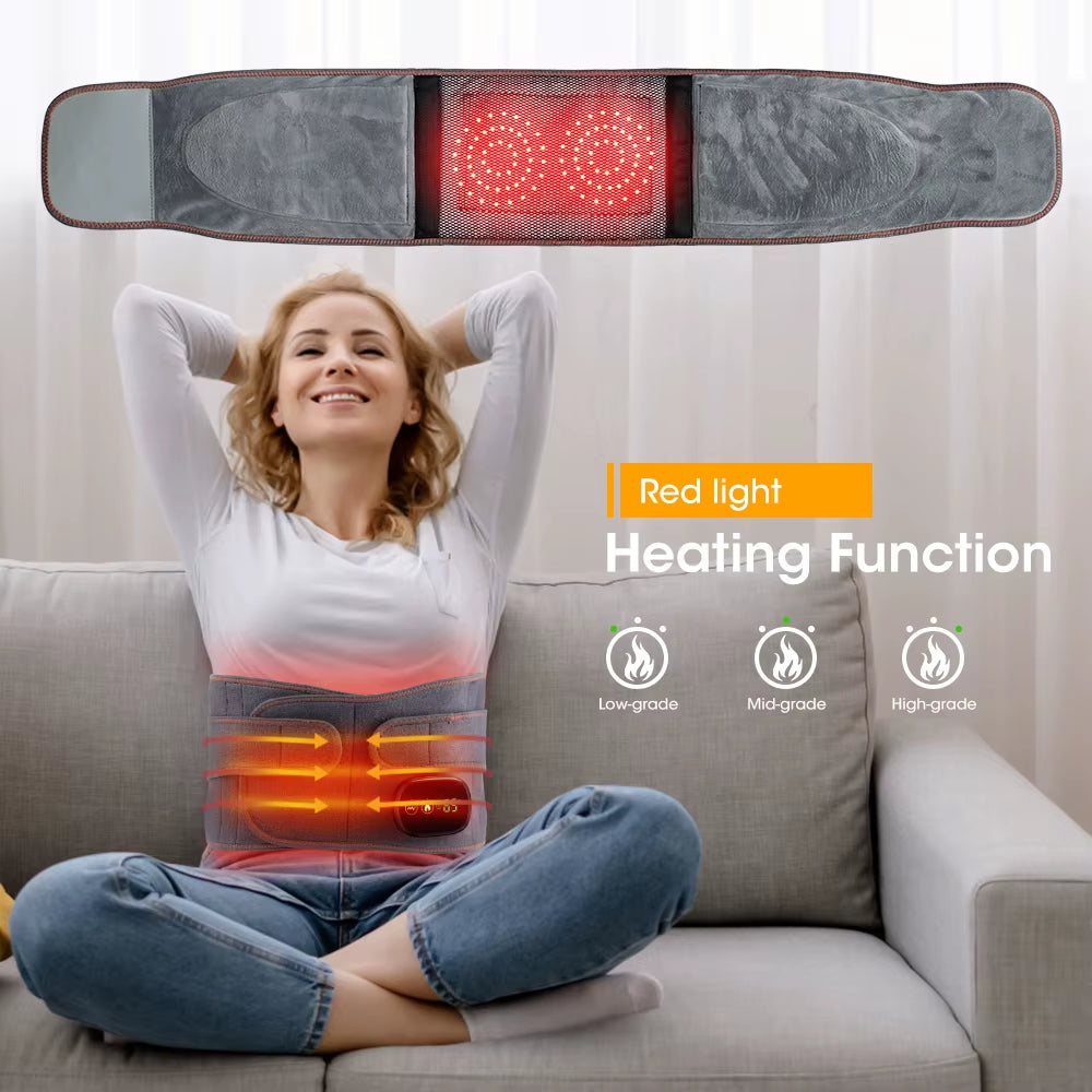 Electric Waist Massager Infrared Heating Therapy Lumbar Pad Vibration Massage Belt Back Support Relief Fatigue Blood Circulation