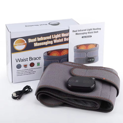 Electric Waist Massager Infrared Heating Therapy Lumbar Pad Vibration Massage Belt Back Support Relief Fatigue Blood Circulation